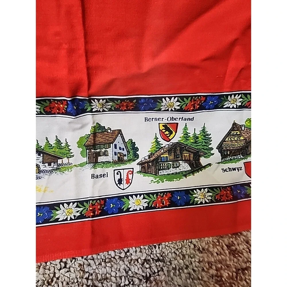 Vintage Small Table Cloth/Scarf Swiss Mountain‎ Towns